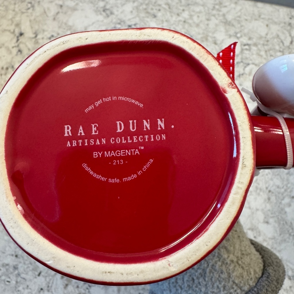 NWT Rae‎ Dunn Red Ceramic mug "Hot Cocoa with candy cane spoon" attached - Picture 8 of 8